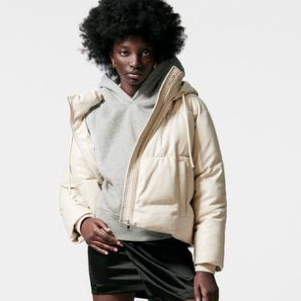 Zara faux leather puffer jacket